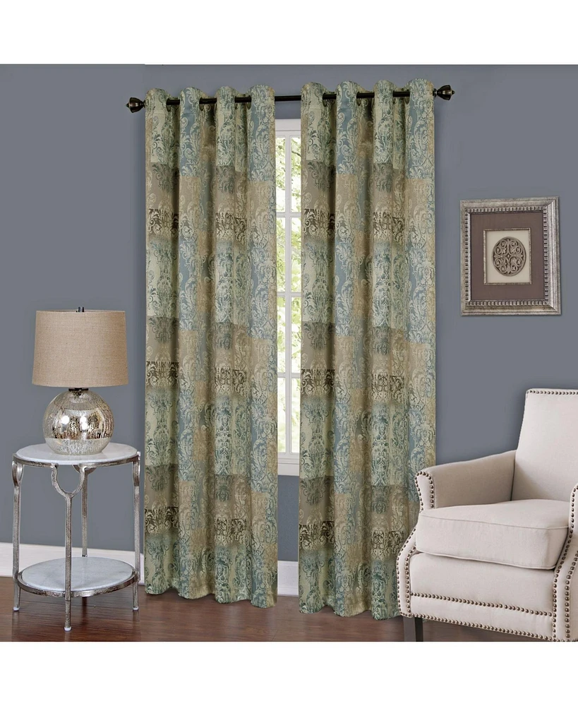 Kate Aurora Traditional Designs 2 Pack Atlanta Scroll Grommet Top Curtain Panels - in