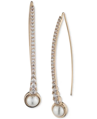 Givenchy Gold-Tone Crystal & Imitation Pearl Threader Earrings