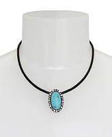 Robert Lee Morris Soho Turquoise Cabochon Pendant Leather Necklace