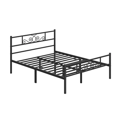 Yaheetech Scroll Metal-Framed Bed with Headboard and Footboard