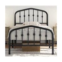 Yaheetech Modern Twin Size Metal Bed Frame with Arched Headboard and Footboard/Spacious Underbed Storage Space/Heavy Duty Slat Support Black