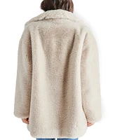 Steve Madden Women's Snow Faux-Fur Teddy Coat