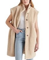 Steve Madden Women's Benit Sherpa Fleece Cap-Sleeve Vest