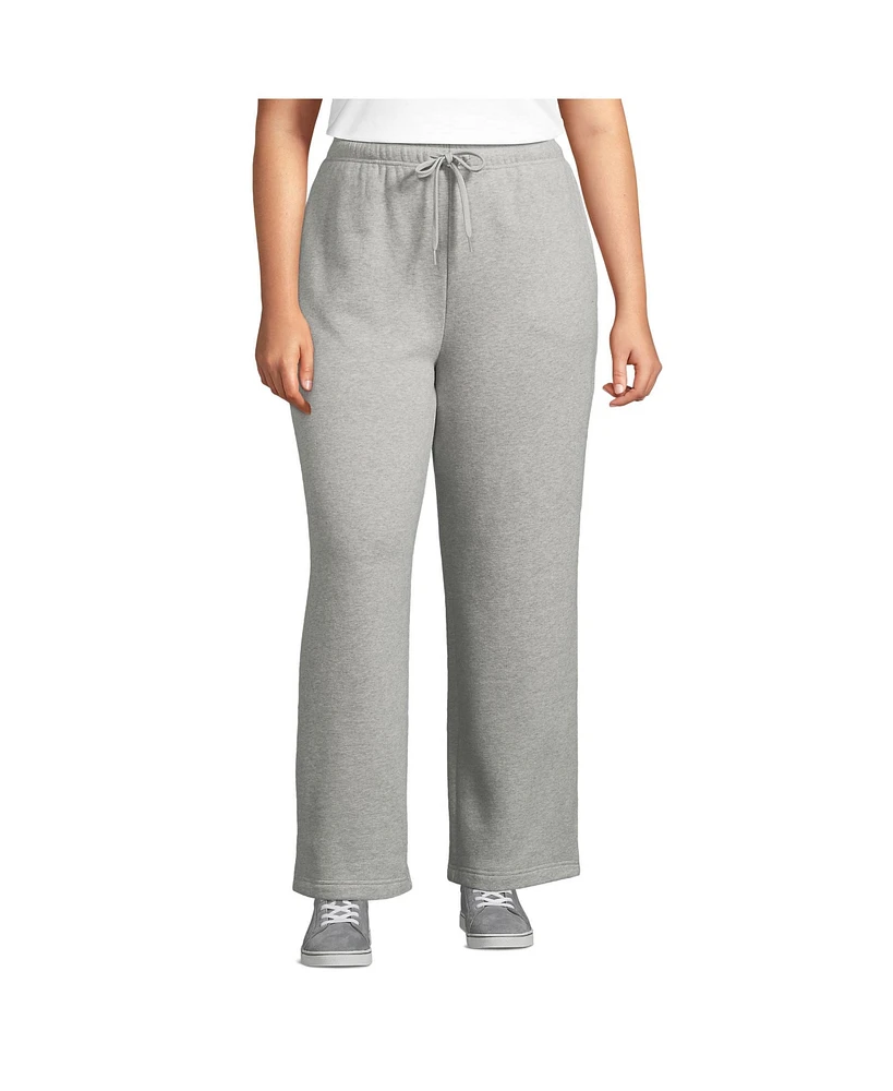 Lands' End Women's Plus Serious Sweats High Rise Relaxed Straight Leg Pants