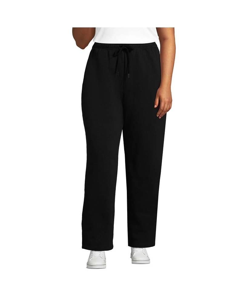 Lands' End Plus Serious Sweats High Rise Relaxed Straight Leg Pants