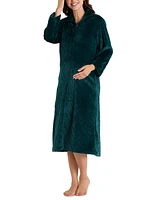 Miss Elaine Women's Long Zip-Front Fleece Robe