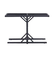 vidaXL Patio Table Black 43.3"x20.9"x28.3" Glass and Poly Rattan