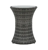 vidaXL Patio Side Table Drum Shape Gray Poly Rattan