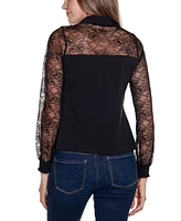 Belldini Women's Black Label Lace Inset Knit Blouse