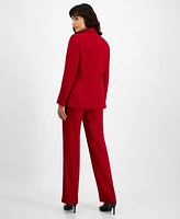 Bar Iii Womens Notched Collar One Button Blazer Sequin Sleeveless Top High Rise Straight Leg Pants Created For Macys