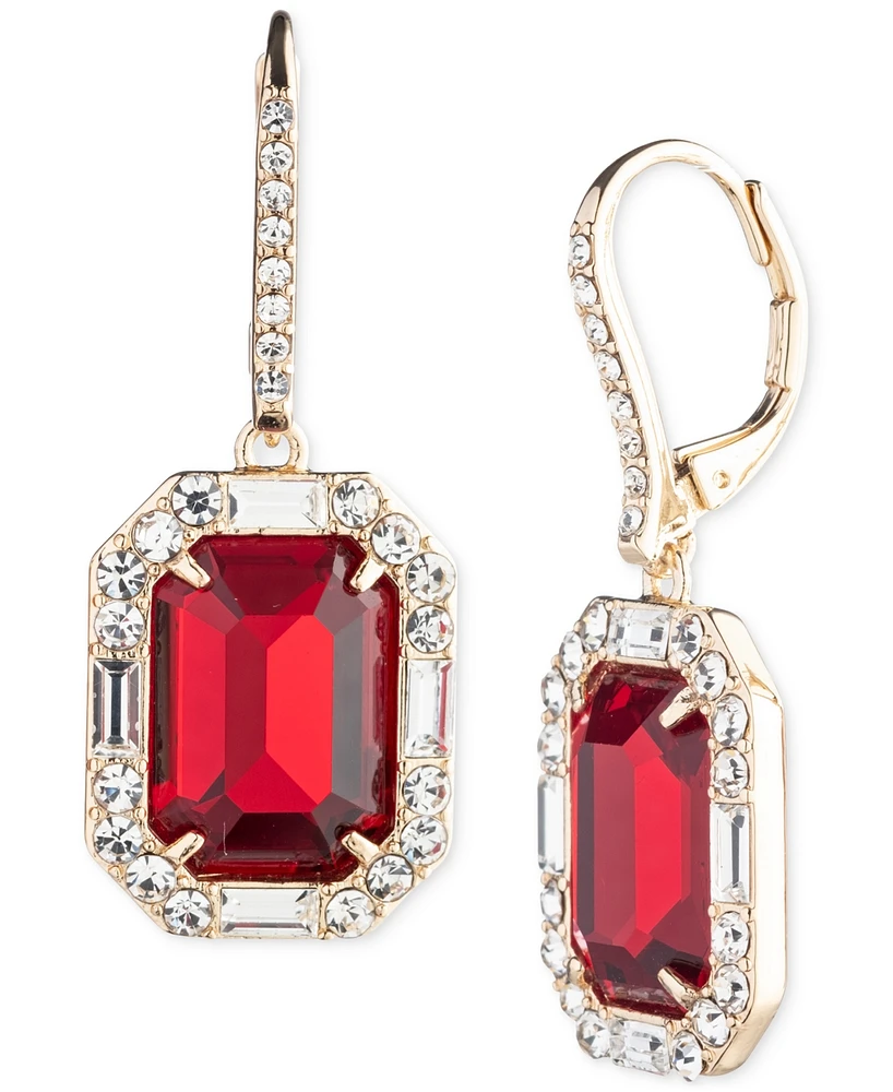 Lauren Ralph Mixed Crystal Rectangle Drop Earrings