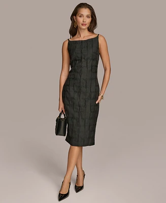 Donna Karan New York Petite Textured-Jacquard Midi Dress