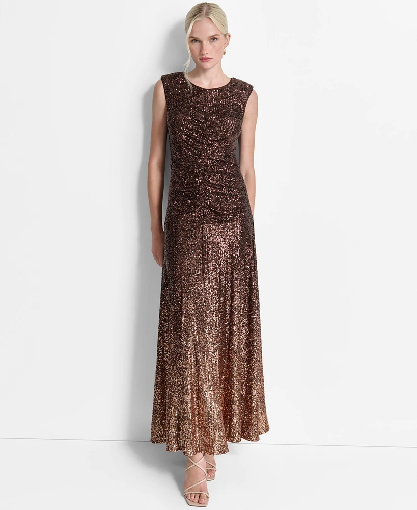 Dkny Women's Sleeveless Sequin Ombre Gown