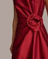 Donna Karan New York Women's Satin Rosette Midi Dress