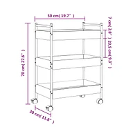 vidaXL Kitchen Trolley Smoked Oak 19.7"x11.8"x27.6" Engineered Wood