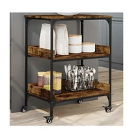 vidaXL Kitchen Trolley Smoked Oak 23.6"x16.1"x31.7" Engineered Wood