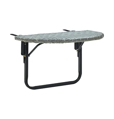 vidaXL Patio Table Gray 23.6"x23.6"x15.7" Poly Rattan