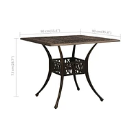 vidaXL Patio Table Bronze 35.4"x35.4"x28.7" Cast Aluminum