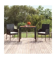 vidaXL Patio Table with Wooden Top 35.4"x35.4"x29.5" Poly Rattan