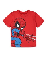 Marvel Toddler Boys Avengers Hulk Iron Man Spider-Man T-Shirt and Mesh Shorts Outfit Set to