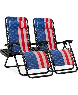 Best Choice Products Set of 2 Zero Gravity Lounge Chair Recliners for Patio, Pool w/ Cup Holder Tray