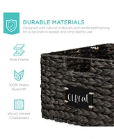 Best Choice Products Set of 2 16in Woven Water Hyacinth Pantry Baskets w/ Chalkboard Label, Chalk Marker