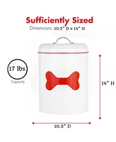 Amici Pet Buster Bone White & Red Metal Canister