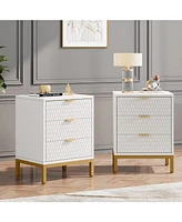 Tribesigns 3-Drawer Nightstand Set of 2, 25.8" Tall Modern Bedside Table, Large Side End Table with Storage Drawers for Bedroom