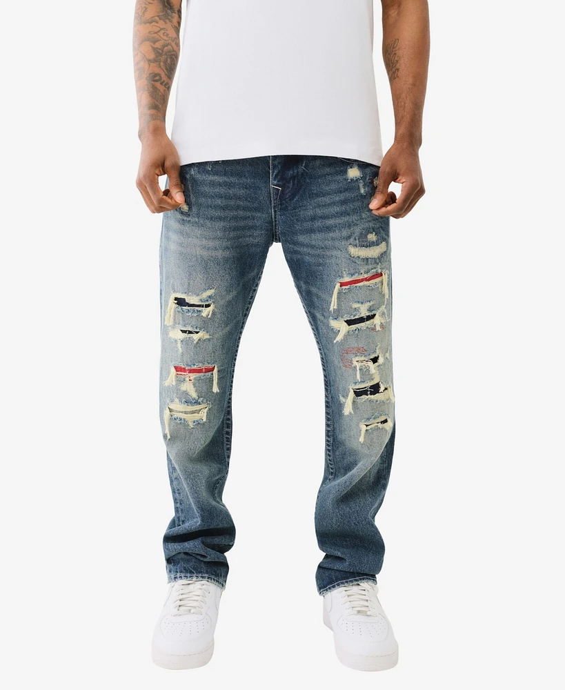 True Religion Men's Ricky Backing Mending Flap Straight Jeans