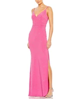 Mac Duggal Women's Rhinestone Embellished V-Neck Gown