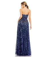 Mac Duggal Women's Strapless Hand Embellished Beaded A Line Gown