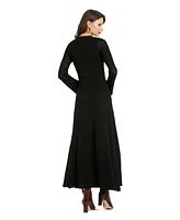 Mac Duggal Women's Scoop Neck Long Sleeve Knit Maxi Dress