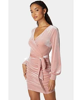 Bebe Women's Velvet Utility Mini Dress Pink