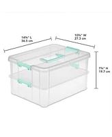 Sterilite Stack and Carry 2 Layer Handle Box Stackable Storage Container, 4 Pack