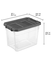 Sterilite 30 Qt Clear Plastic Stackable Storage Bin with Grey Latch Lid, 6 Pack