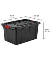 Sterilite 27 Gal Industrial Tote Stackable Storage Bin with Latching Lid, 4 Pack