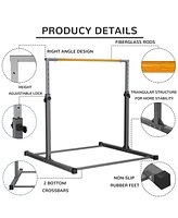 Signature Fitness Adjustable Folding Steel Gymnastics Bar, for Ages 3 & Up, Gray