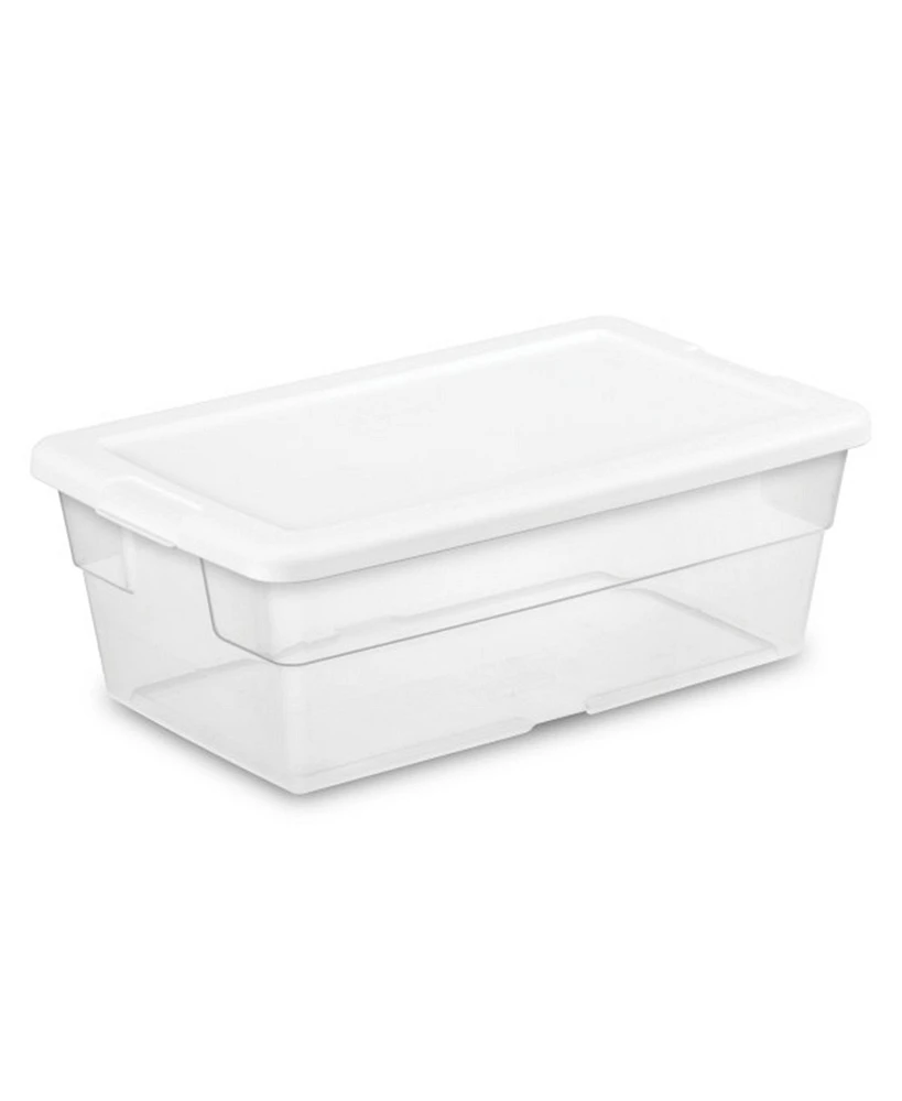 Sterilite 6 Qt Clear Plastic Storage Container Bin Snap Close White Lid, 36 Pack