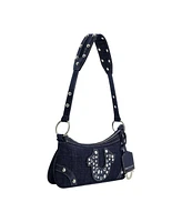 True Religion Studded Horseshoe De True Religion Horseshoe Denim shoulder bag