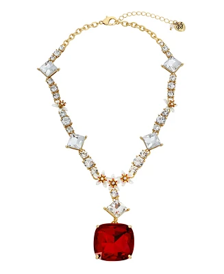 Betsey Johnson Faux Stone Jingle Bell Bling Christmas Stone Gem Pendant Necklace