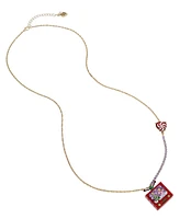 Betsey Johnson Faux Stone Jingle Bell Bling Christmas Tv Pendant Necklace