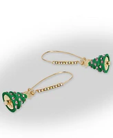 Betsey Johnson Faux Stone Jingle Bell Bling Christmas Tree Dangle Earrings