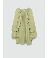 Mango Women's Ruffled Chiffon Dress