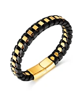 Rhona Sutton Gold Chain Wrapped Leather Stainless Steel Bracelet