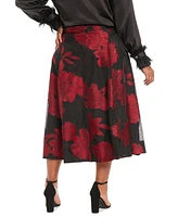 Muse Plus Pleated Floral-Print Organza Skirt