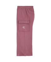 Calvin Klein Toddler and Little Girls Fleece Semi-Zip Wide-Leg Cargo Pants, 2-Piece Set