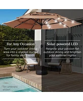 Best Choice Products 10ft 3-Tier Solar Patio Umbrella w/ 24 Led Lights, Tilt Adjustment, Easy Crank