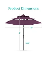 Best Choice Products 10ft 3-Tier Solar Patio Umbrella w/ 24 Led Lights, Tilt Adjustment, Easy Crank