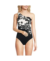 Lands' End Women's Shirred One Shoulder Piece Swimsuit