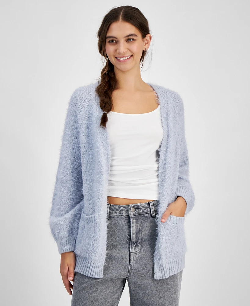 Freshman Juniors' Fuzzy Open-Front Cardigan Sweater